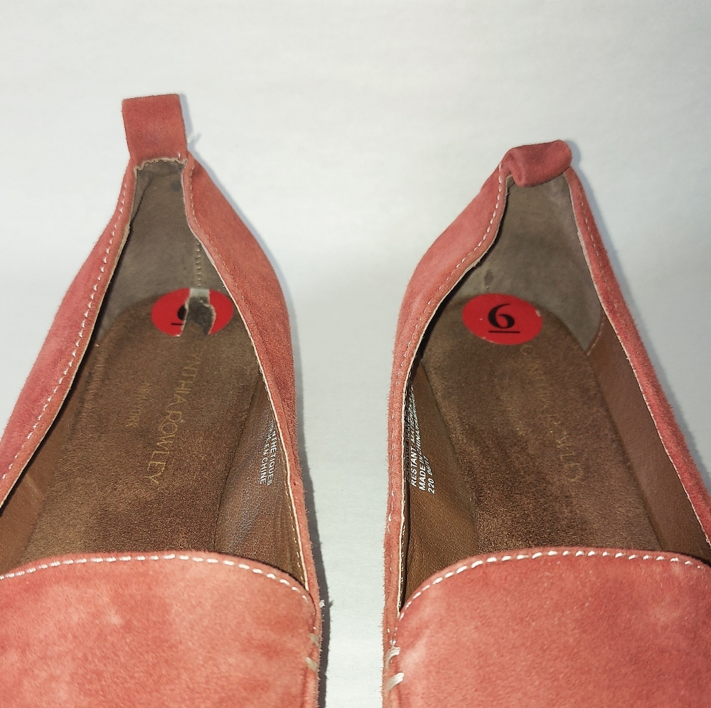 Cynthia Rowley Women Loafer Size 6 Paprika Red Suede Leather Comfort Pointed Toe - Picture 7 of 12